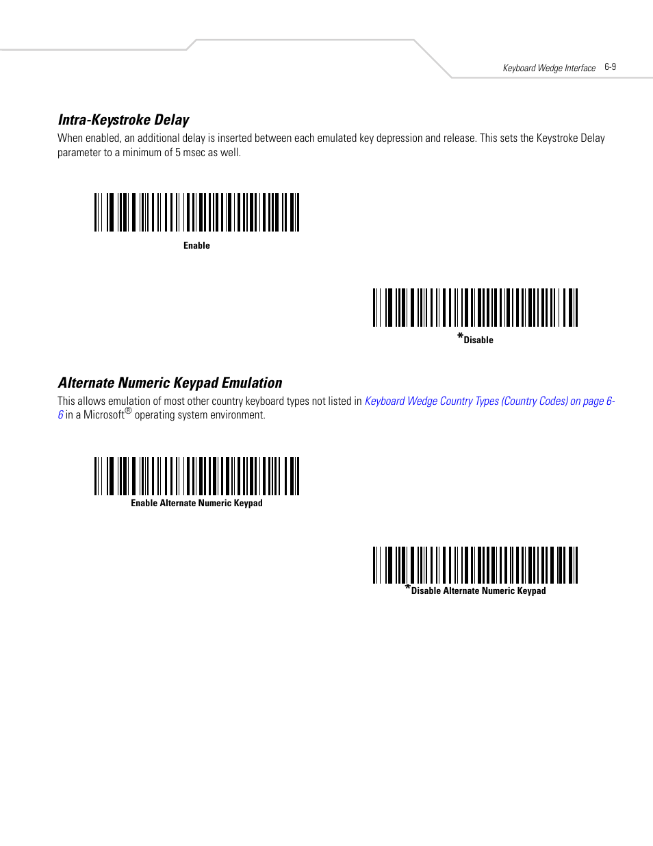 Intra-keystroke delay, Alternate numeric keypad emulation, Intra-keystroke delay -9 | Alternate numeric keypad emulation -9 | Symbol Technologies DS 6608 User Manual | Page 69 / 396