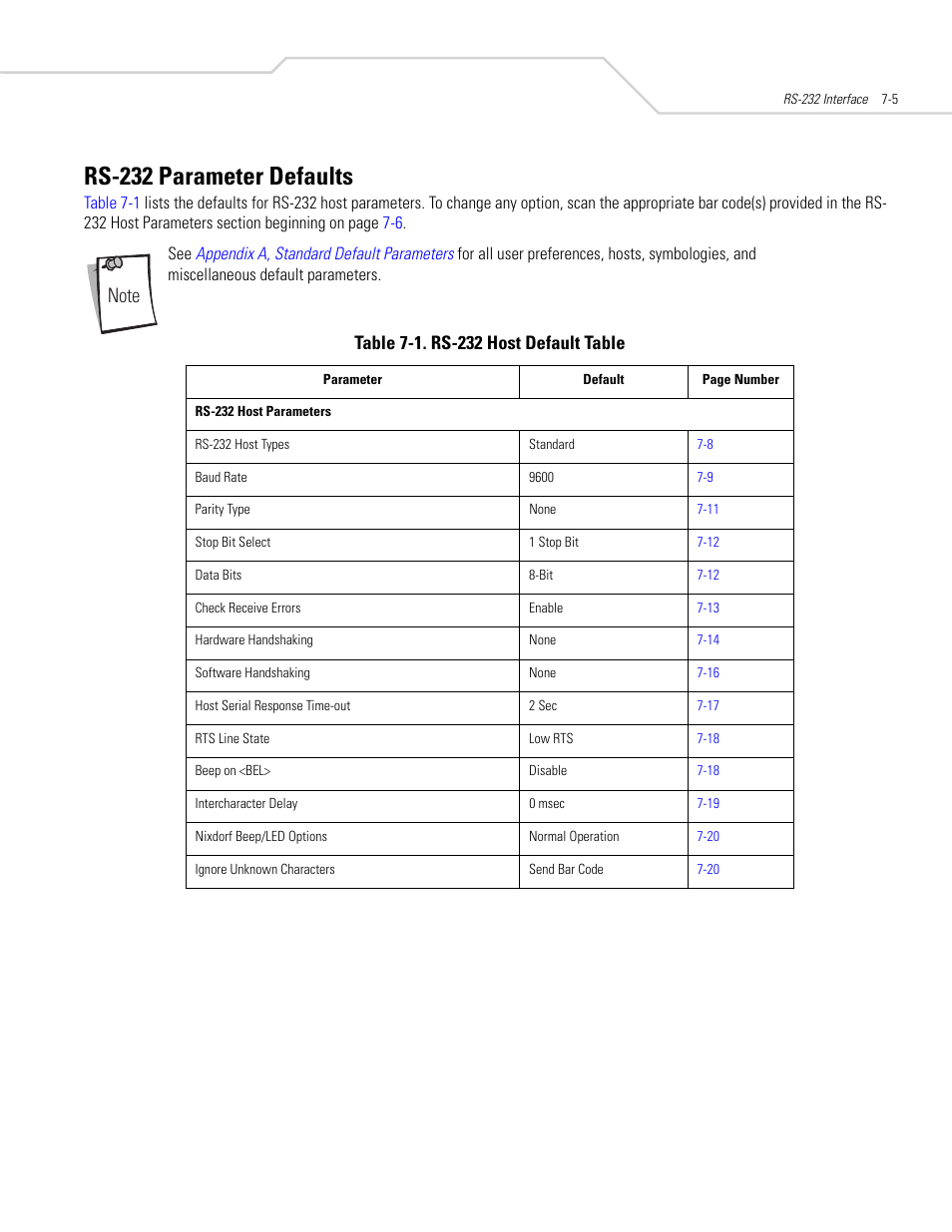 Rs-232 parameter defaults, Rs-232 parameter defaults -5 | Symbol Technologies DS 6608 User Manual | Page 87 / 396