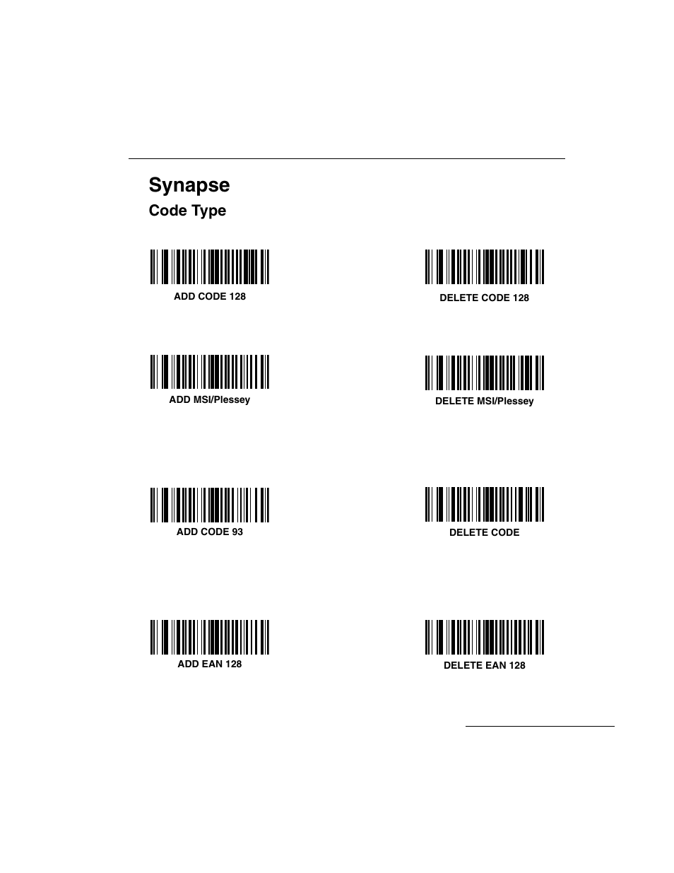 Synapse, Code type | Symbol Technologies LS 3603 User Manual | Page 115 / 138