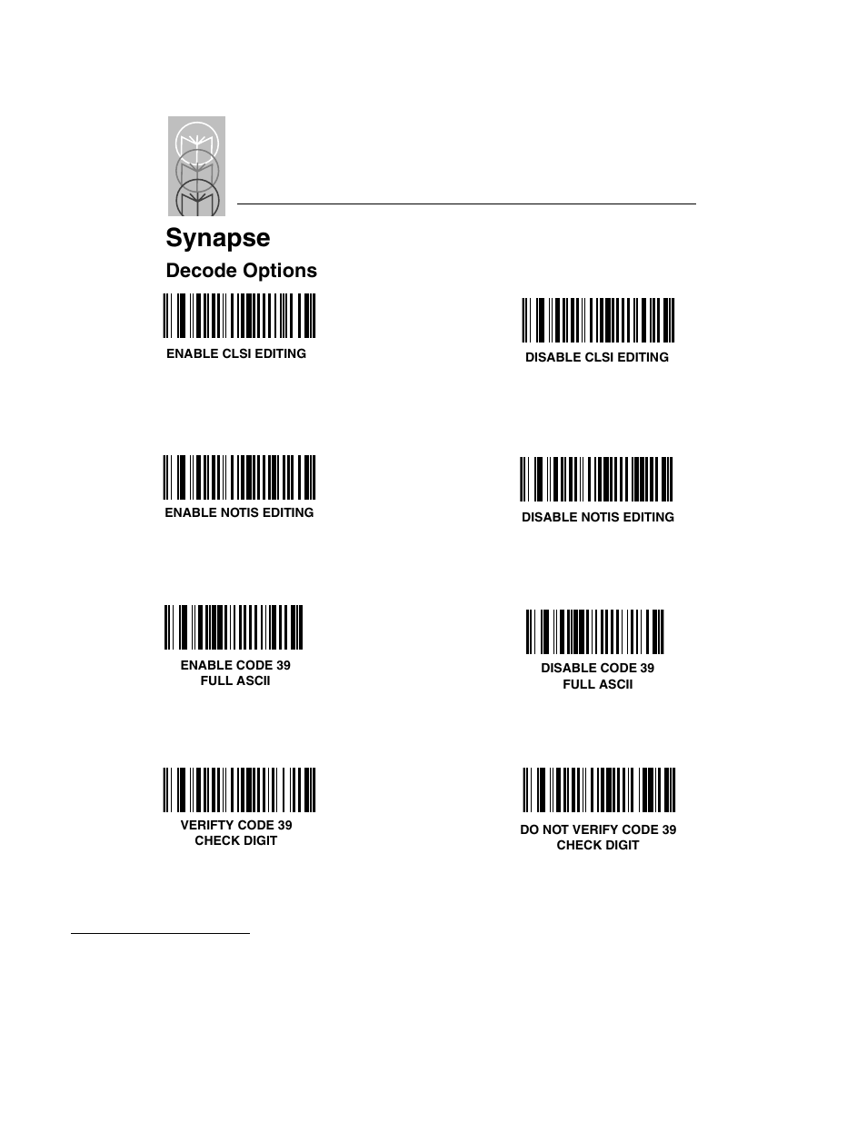 Synapse, Decode options | Symbol Technologies LS 3603 User Manual | Page 120 / 138