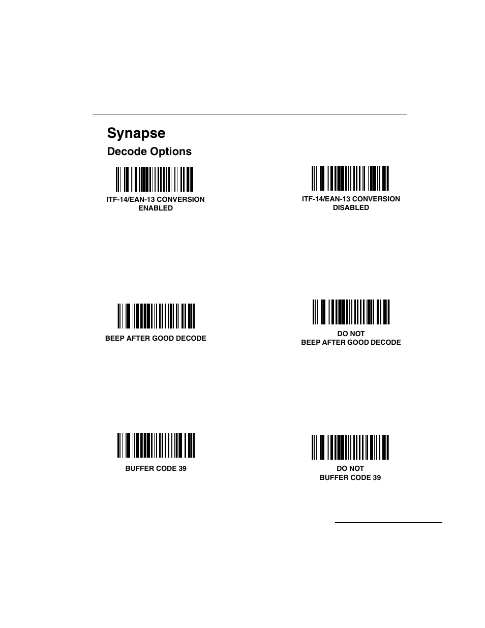 Synapse, Decode options | Symbol Technologies LS 3603 User Manual | Page 121 / 138