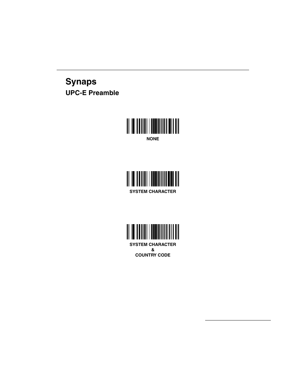 Upc-e preamble, Upc-e preamble -65, Synaps | Symbol Technologies LS 3603 User Manual | Page 125 / 138