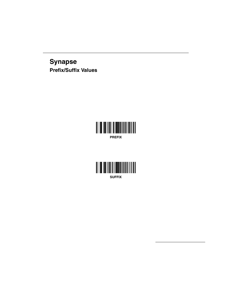 Prefix/suffix values, Prefix/suffix values -67, Synapse | Symbol Technologies LS 3603 User Manual | Page 127 / 138