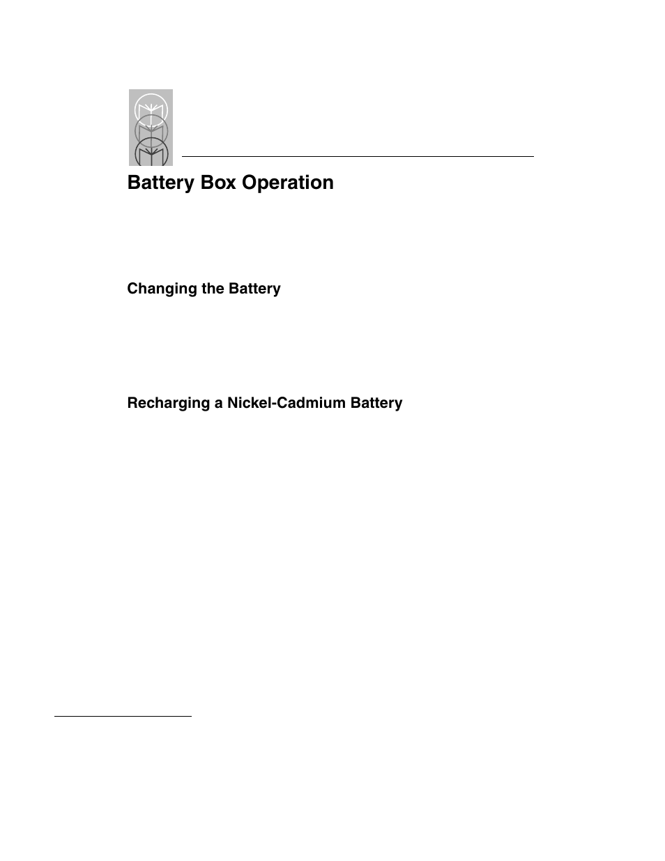 Battery box operation, Changing the battery, Recharging a nickel-cadmium battery | Battery box operation -10 | Symbol Technologies LS 3603 User Manual | Page 18 / 138