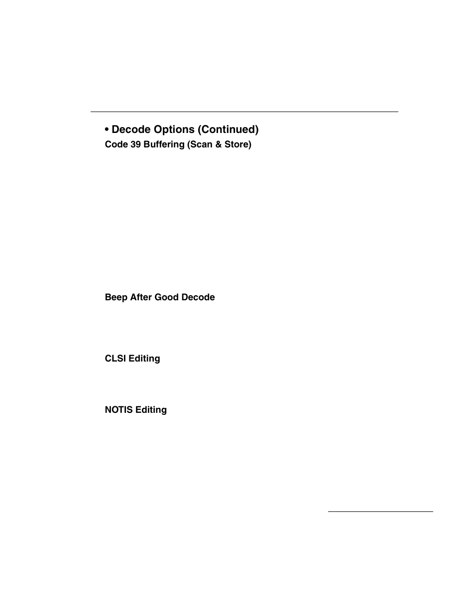 Decode options (continued) | Symbol Technologies LS 3603 User Manual | Page 35 / 138