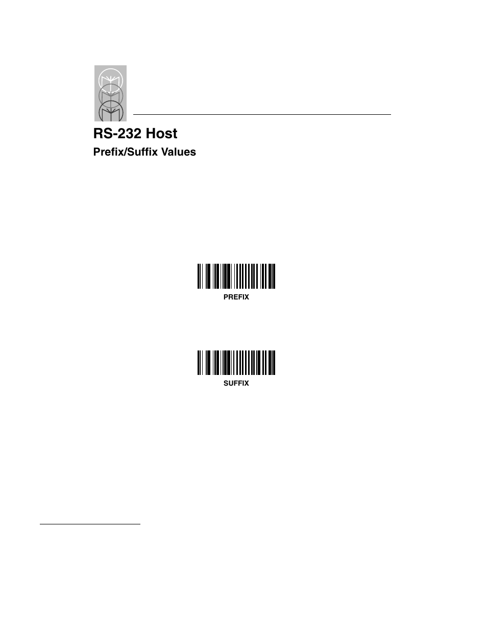 Prefix/suffix values, Prefix/suffix values -22, Rs-232 host | Symbol Technologies LS 3603 User Manual | Page 82 / 138