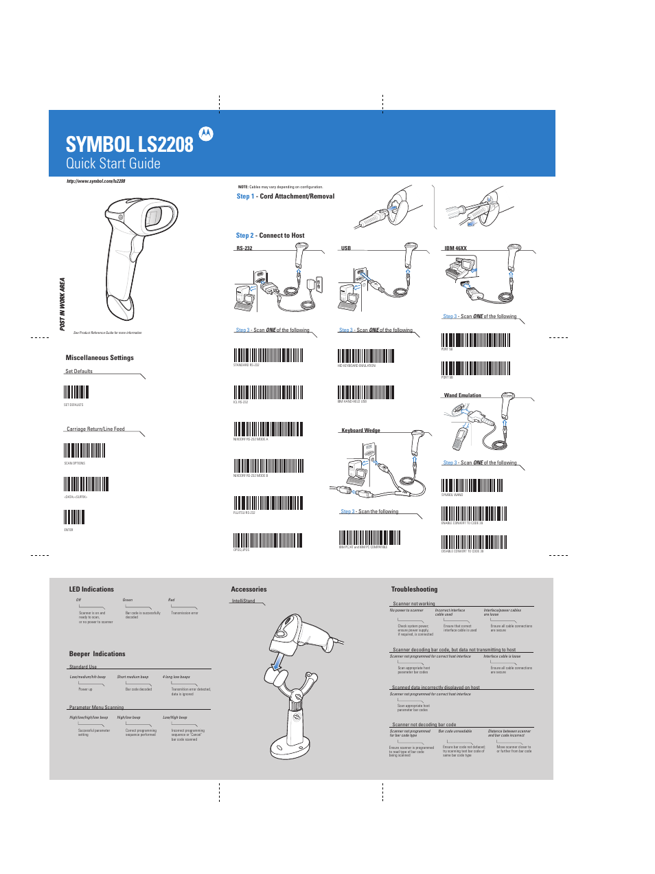 Symbol Technologies LS-2208 User Manual | 2 pages