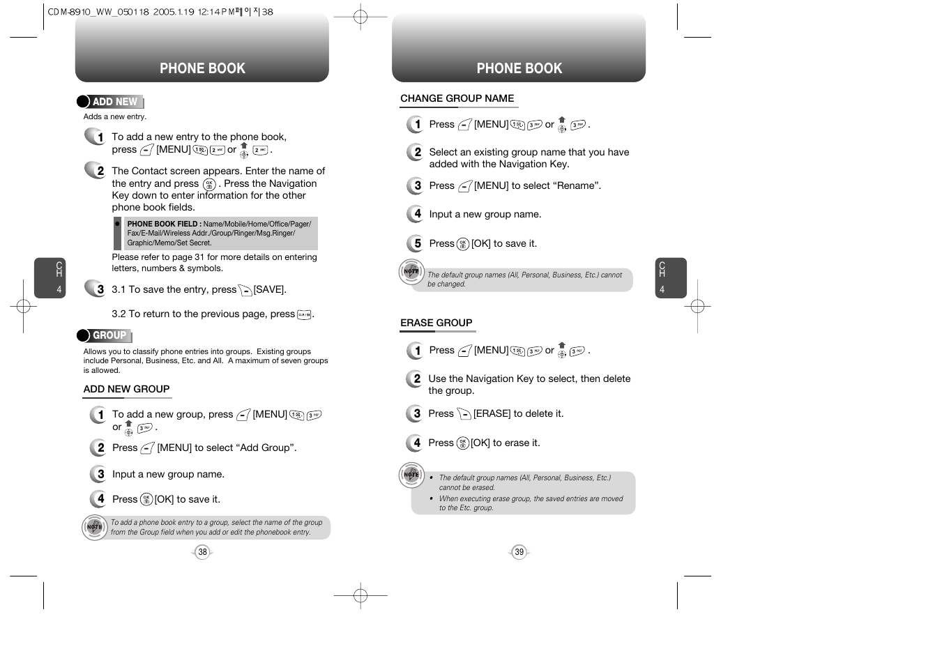 Phone book | Symbol Technologies CDM-8910WW User Manual | Page 20 / 70