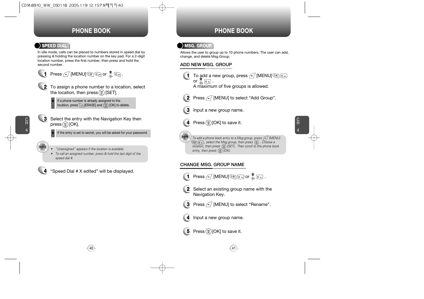 Phone book | Symbol Technologies CDM-8910WW User Manual | Page 21 / 70