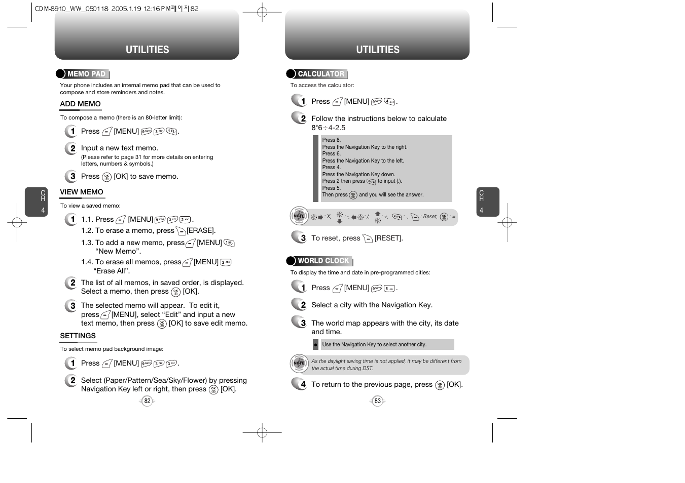 Utilities | Symbol Technologies CDM-8910WW User Manual | Page 42 / 70