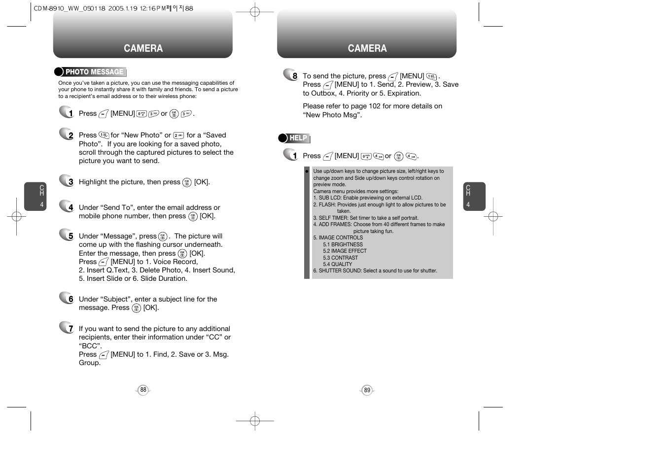 Camera | Symbol Technologies CDM-8910WW User Manual | Page 45 / 70
