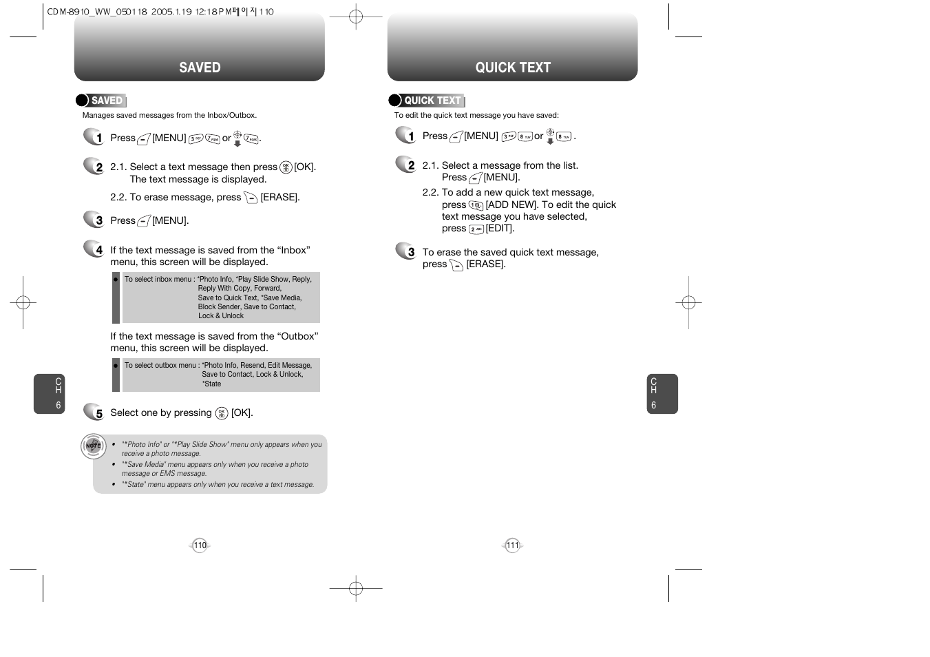 Quick text saved | Symbol Technologies CDM-8910WW User Manual | Page 56 / 70