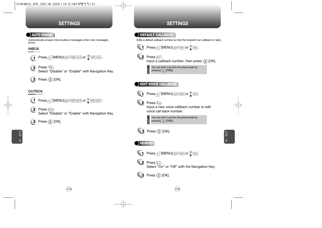 Settings | Symbol Technologies CDM-8910WW User Manual | Page 58 / 70