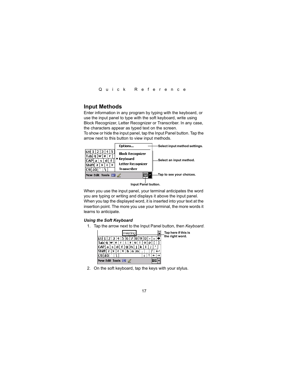 Input methods | Symbol Technologies PDT 8000 Series User Manual | Page 19 / 44