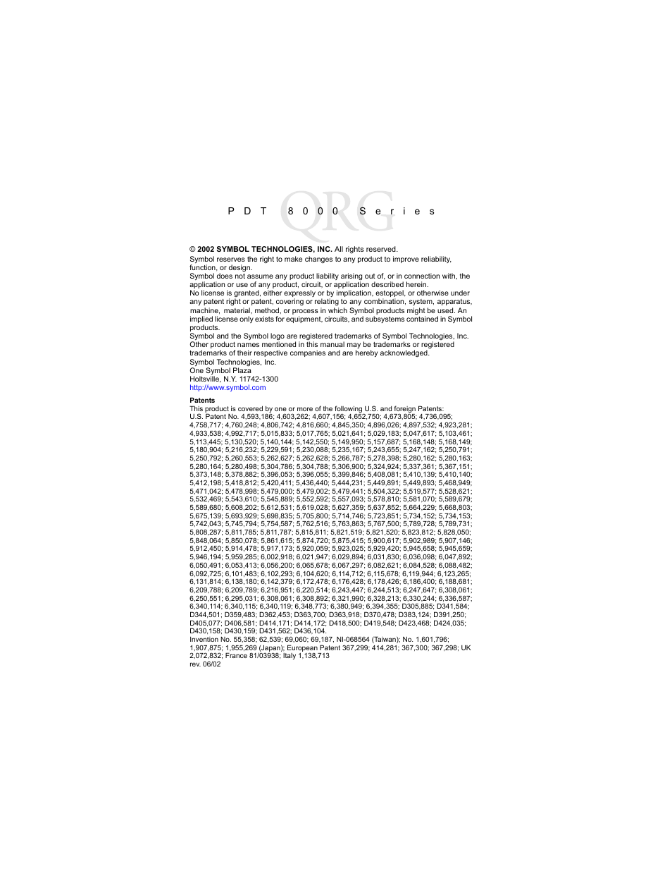 Symbol Technologies PDT 8000 Series User Manual | Page 2 / 44