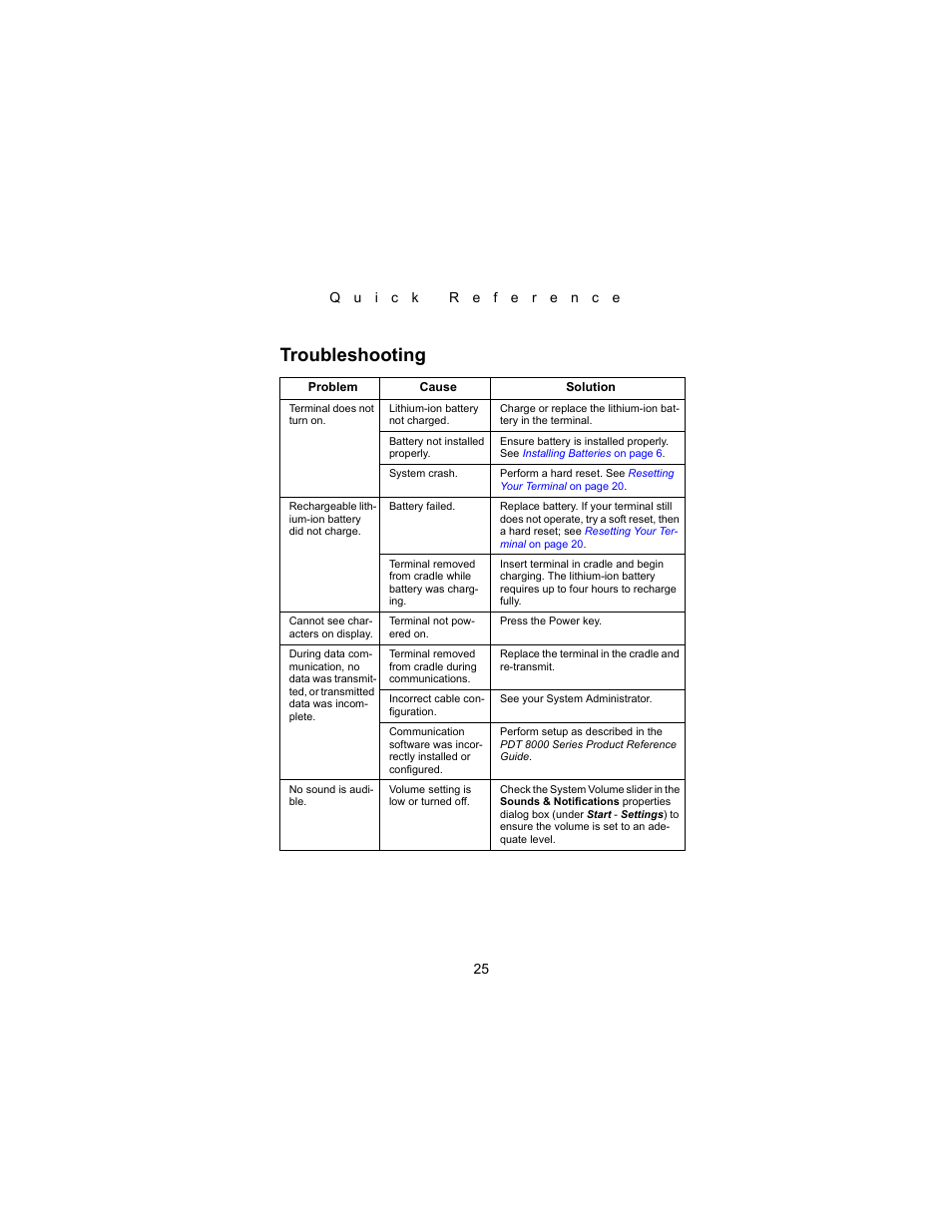 Troubleshooting | Symbol Technologies PDT 8000 Series User Manual | Page 27 / 44