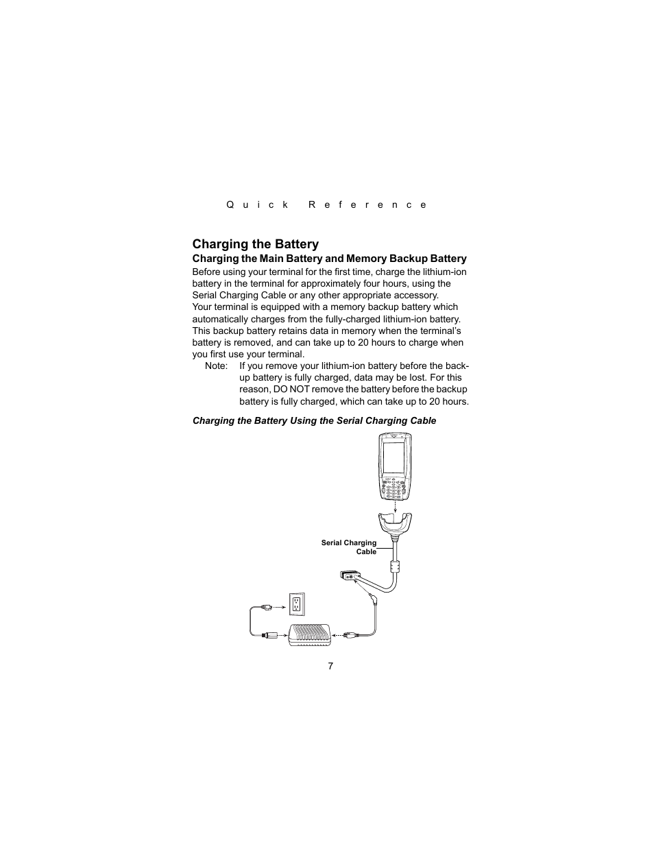 Charging the battery | Symbol Technologies PDT 8000 Series User Manual | Page 9 / 44
