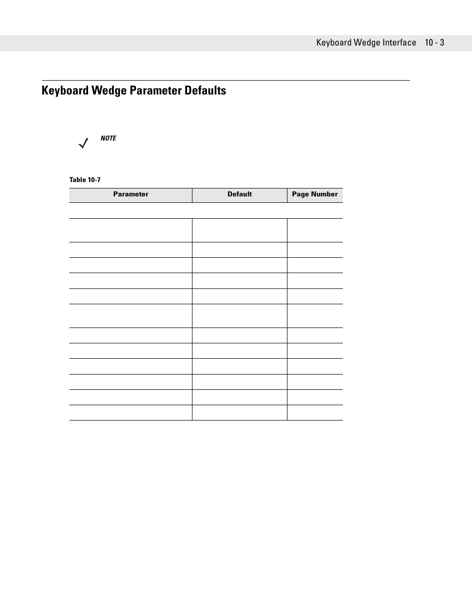 Keyboard wedge parameter defaults, Keyboard wedge parameter defaults -3 | Symbol Technologies DS6708 User Manual | Page 129 / 382