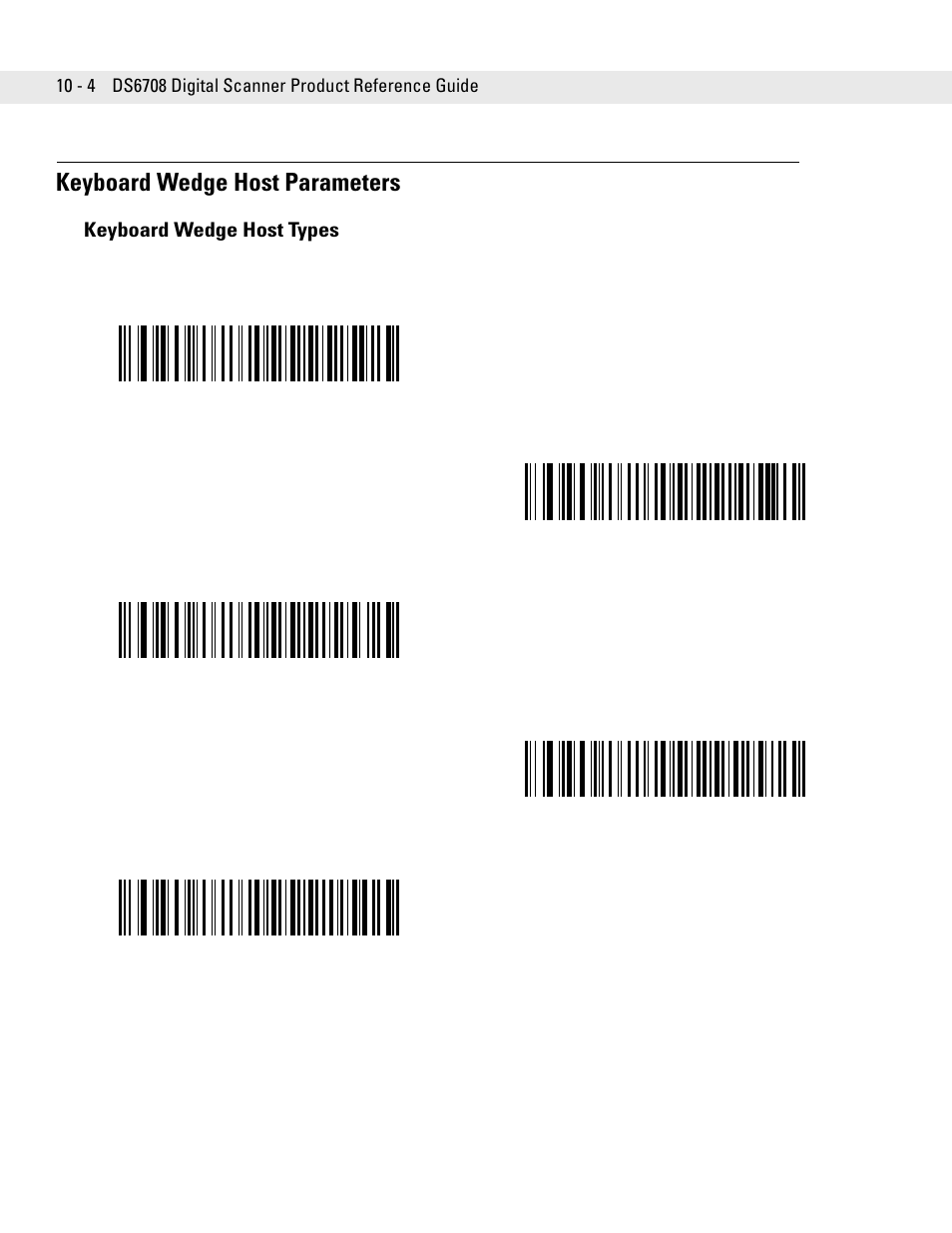 Keyboard wedge host parameters, Keyboard wedge host types, Keyboard wedge host parameters -4 | Keyboard wedge host types -4, Keyboard wedge host | Symbol Technologies DS6708 User Manual | Page 130 / 382