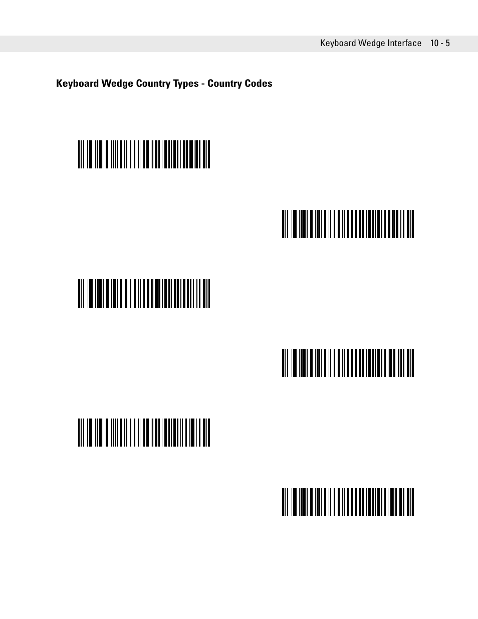 Keyboard wedge country types - country codes, Keyboard wedge country types - country codes -5 | Symbol Technologies DS6708 User Manual | Page 131 / 382