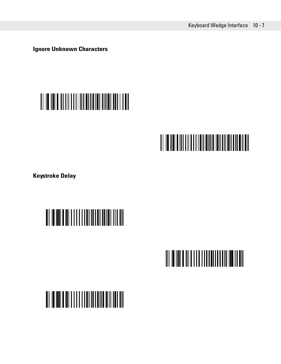 Ignore unknown characters, Keystroke delay, Ignore unknown characters -7 keystroke delay -7 | Symbol Technologies DS6708 User Manual | Page 133 / 382