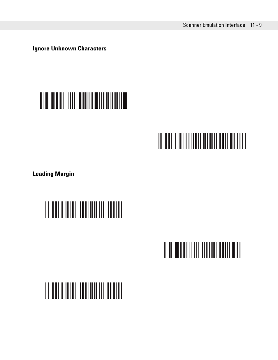 Ignore unknown characters, Leading margin, Ignore unknown characters -9 leading margin -9 | Symbol Technologies DS6708 User Manual | Page 159 / 382