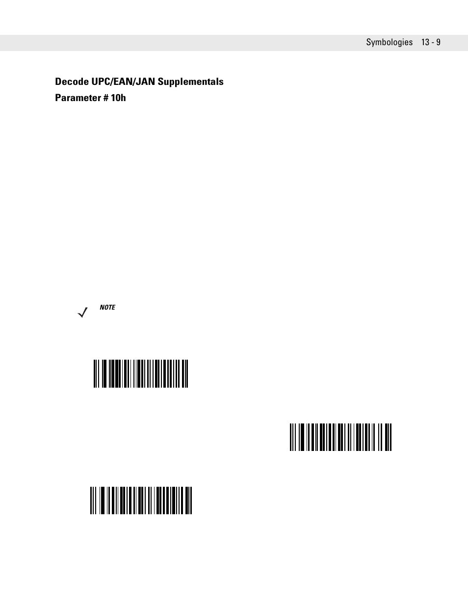 Decode upc/ean/jan supplementals, Decode upc/ean/jan supplementals -9, Decode upc/ean/jan supplementals parameter # 10h | Symbologies 13 - 9 | Symbol Technologies DS6708 User Manual | Page 171 / 382