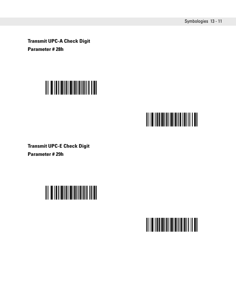 Transmit upc-a check digit, Transmit upc-e check digit, Transmit | Symbol Technologies DS6708 User Manual | Page 173 / 382