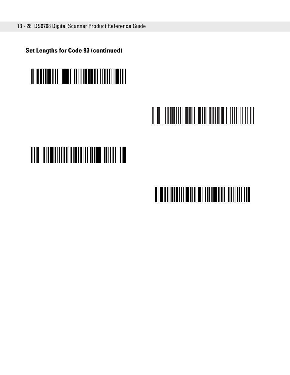 Set lengths for code 93 (continued) | Symbol Technologies DS6708 User Manual | Page 190 / 382