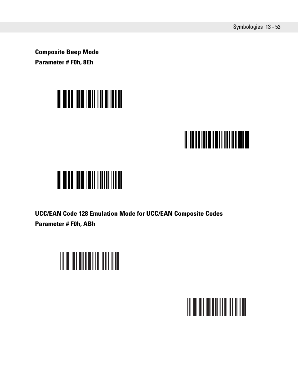 Composite beep mode, Composite beep mode parameter # f0h, 8eh | Symbol Technologies DS6708 User Manual | Page 215 / 382