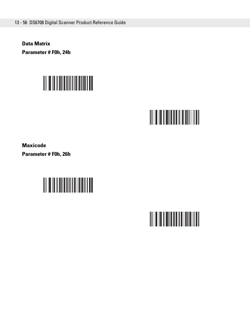 Data matrix, Maxicode, Data matrix -56 maxicode -56 | Symbol Technologies DS6708 User Manual | Page 218 / 382