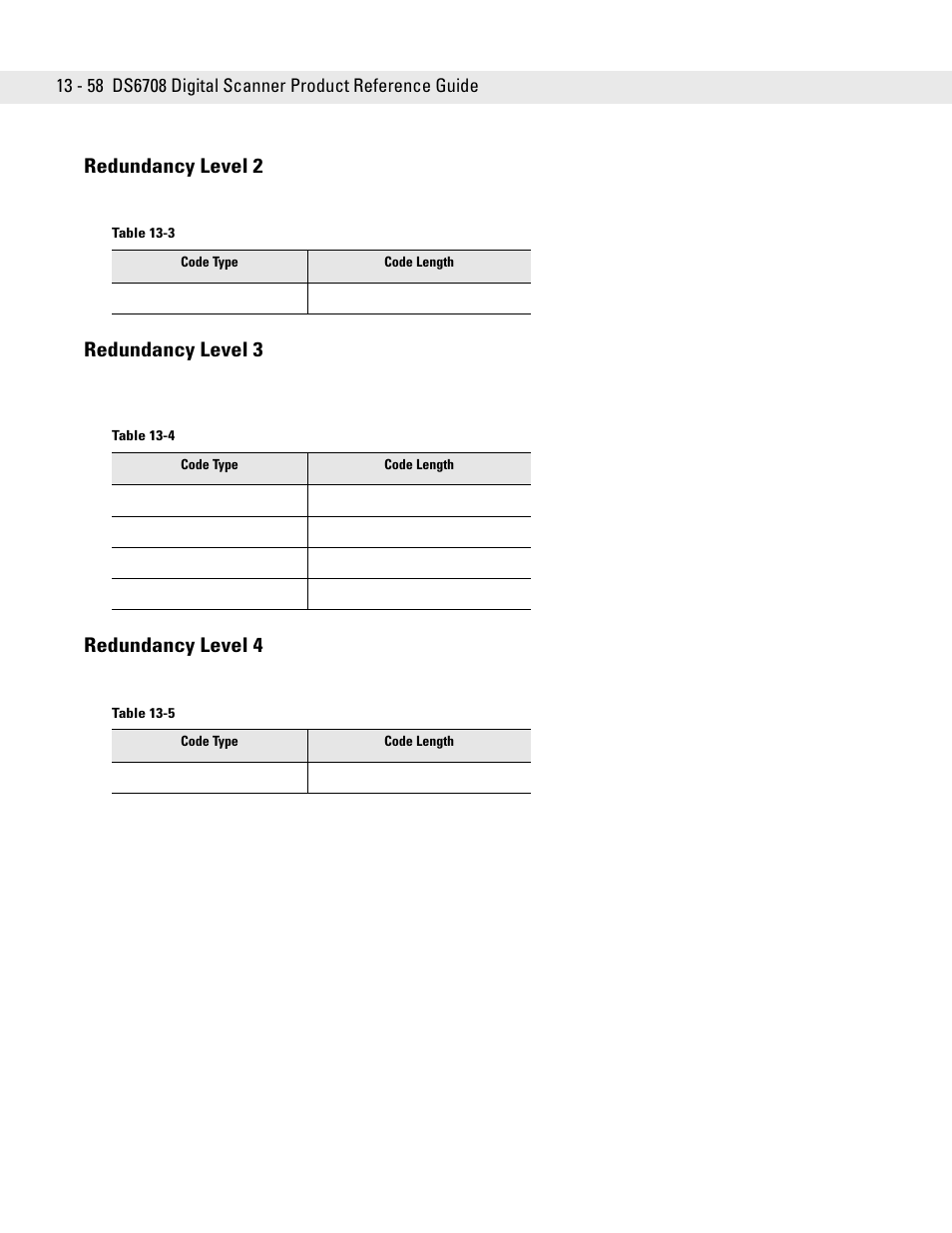 Redundancy level 2, Redundancy level 3, Redundancy level 4 | Symbol Technologies DS6708 User Manual | Page 220 / 382