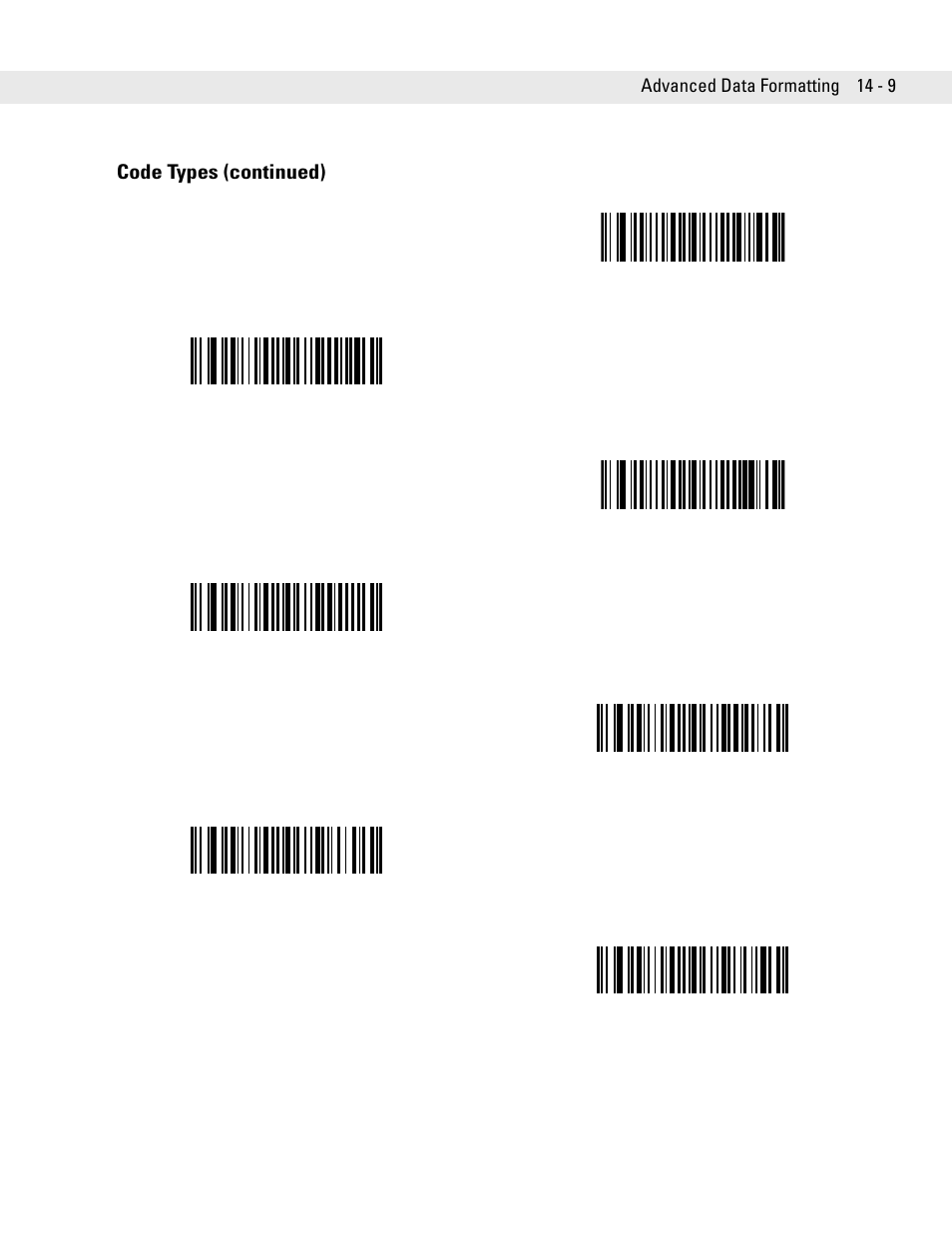 Code types (continued) | Symbol Technologies DS6708 User Manual | Page 233 / 382