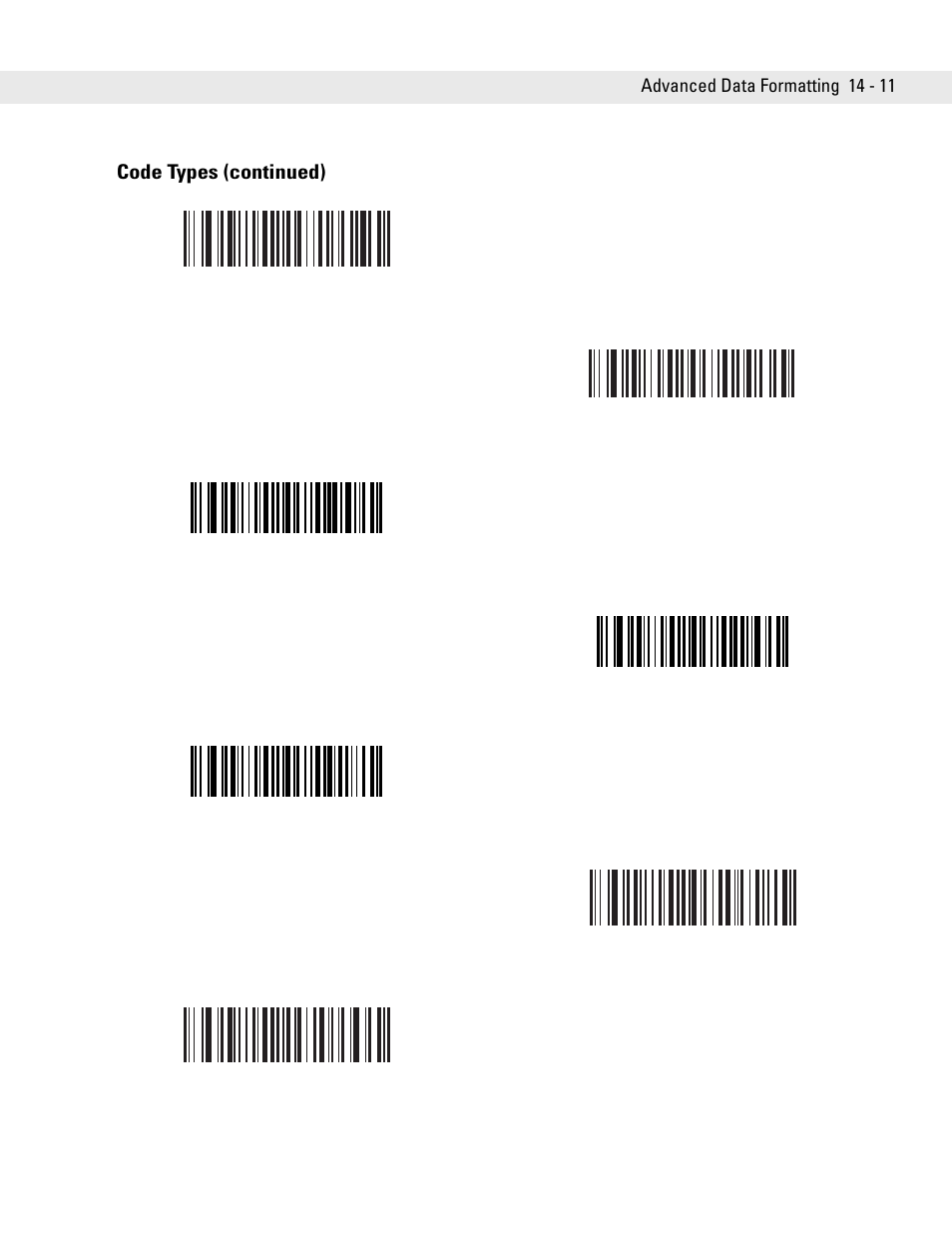 Code types (continued) | Symbol Technologies DS6708 User Manual | Page 235 / 382