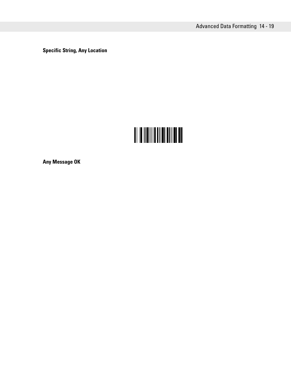 Specific string, any location, Any message ok | Symbol Technologies DS6708 User Manual | Page 243 / 382