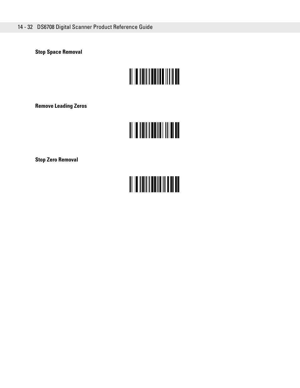 Stop space removal, Remove leading zeros, Stop zero removal | Symbol Technologies DS6708 User Manual | Page 256 / 382