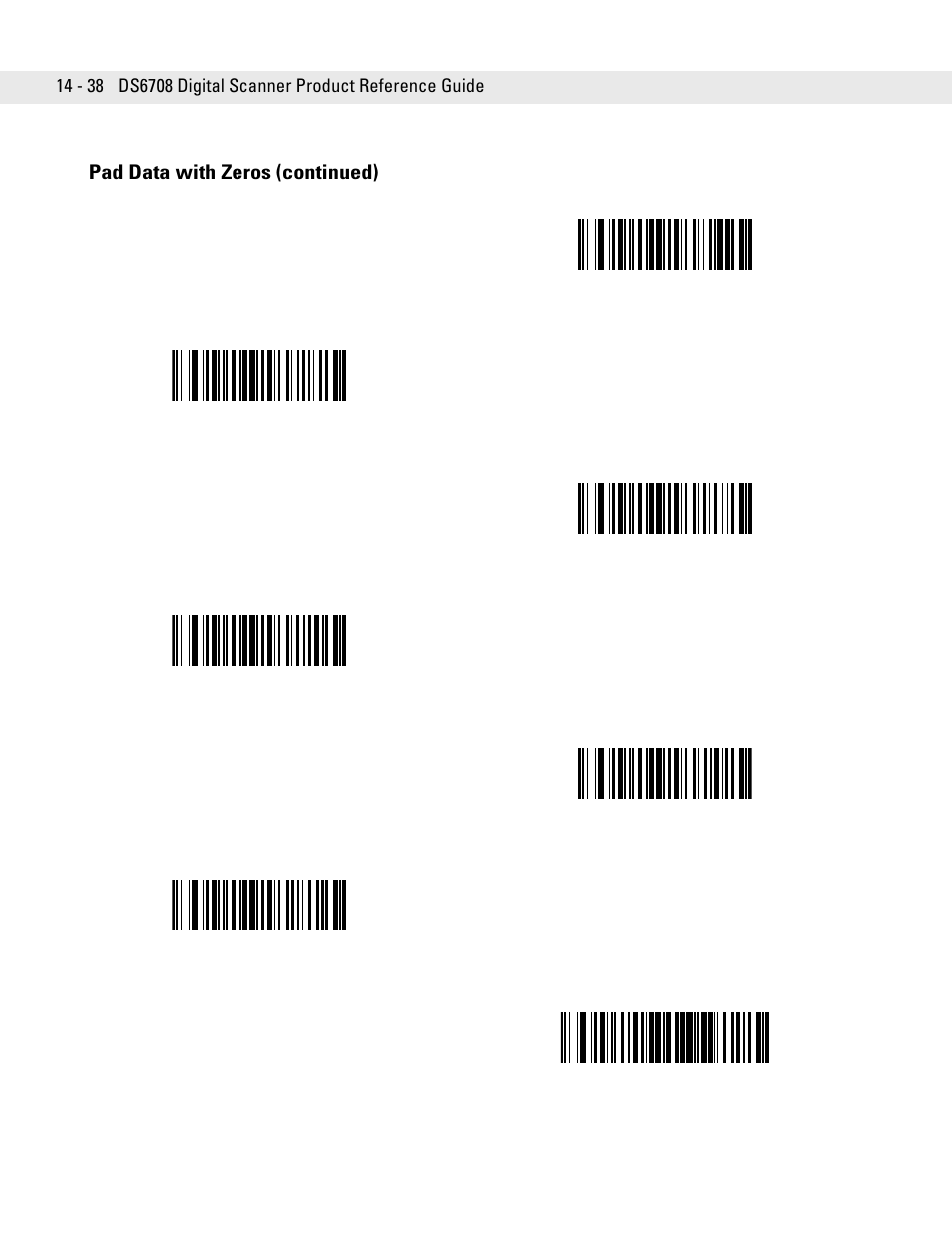 Pad data with zeros (continued) | Symbol Technologies DS6708 User Manual | Page 262 / 382