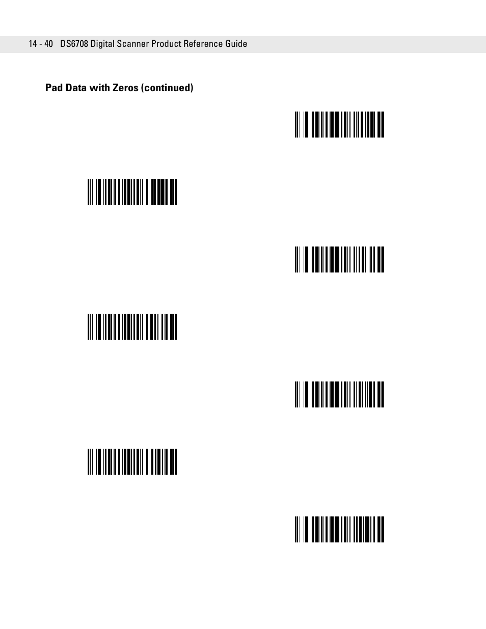 Pad data with zeros (continued) | Symbol Technologies DS6708 User Manual | Page 264 / 382