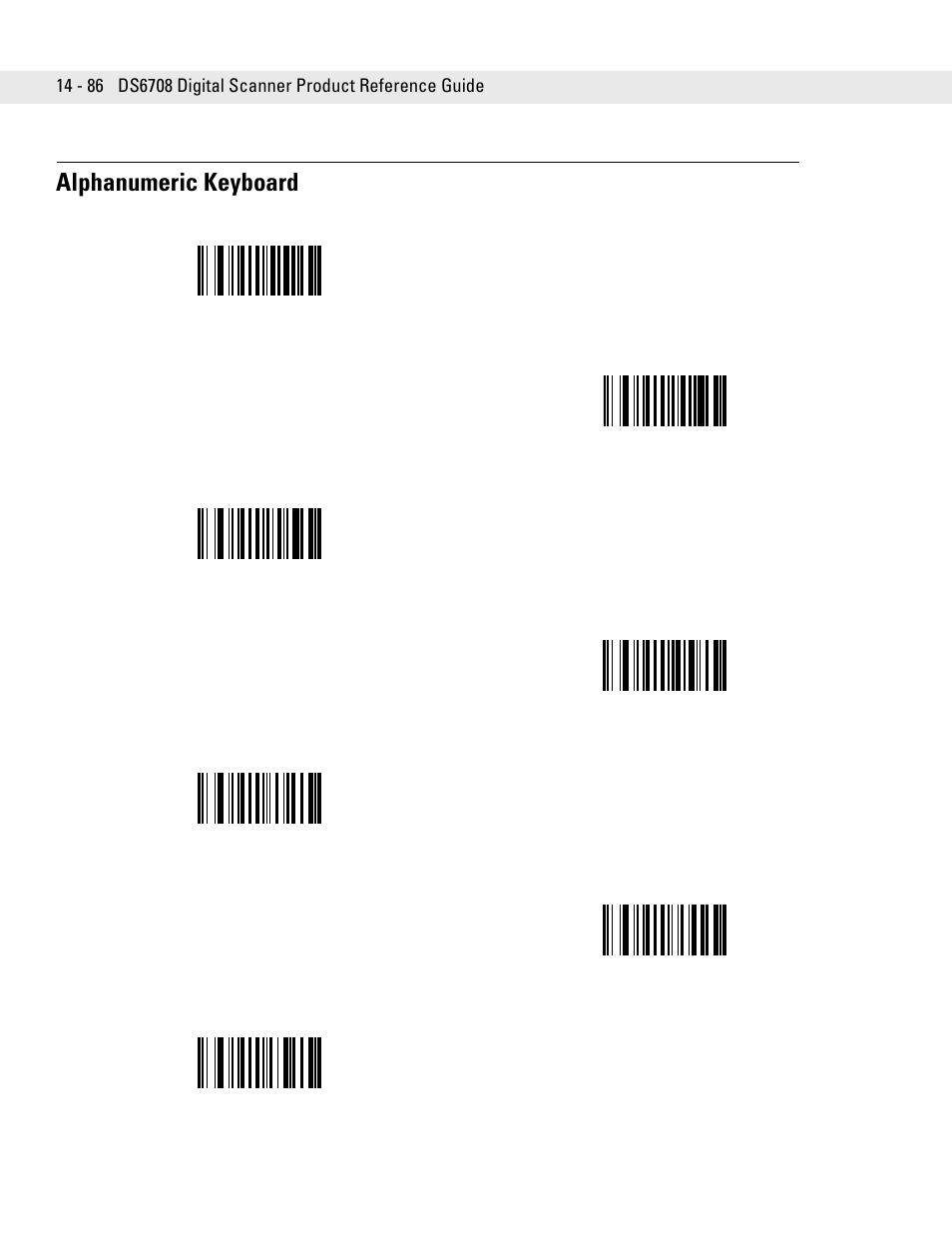 Alphanumeric keyboard, Alphanumeric keyboard -86, On the | Follo, Use th, Alphanumeric keyboard beginning, If the character is | Symbol Technologies DS6708 User Manual | Page 310 / 382