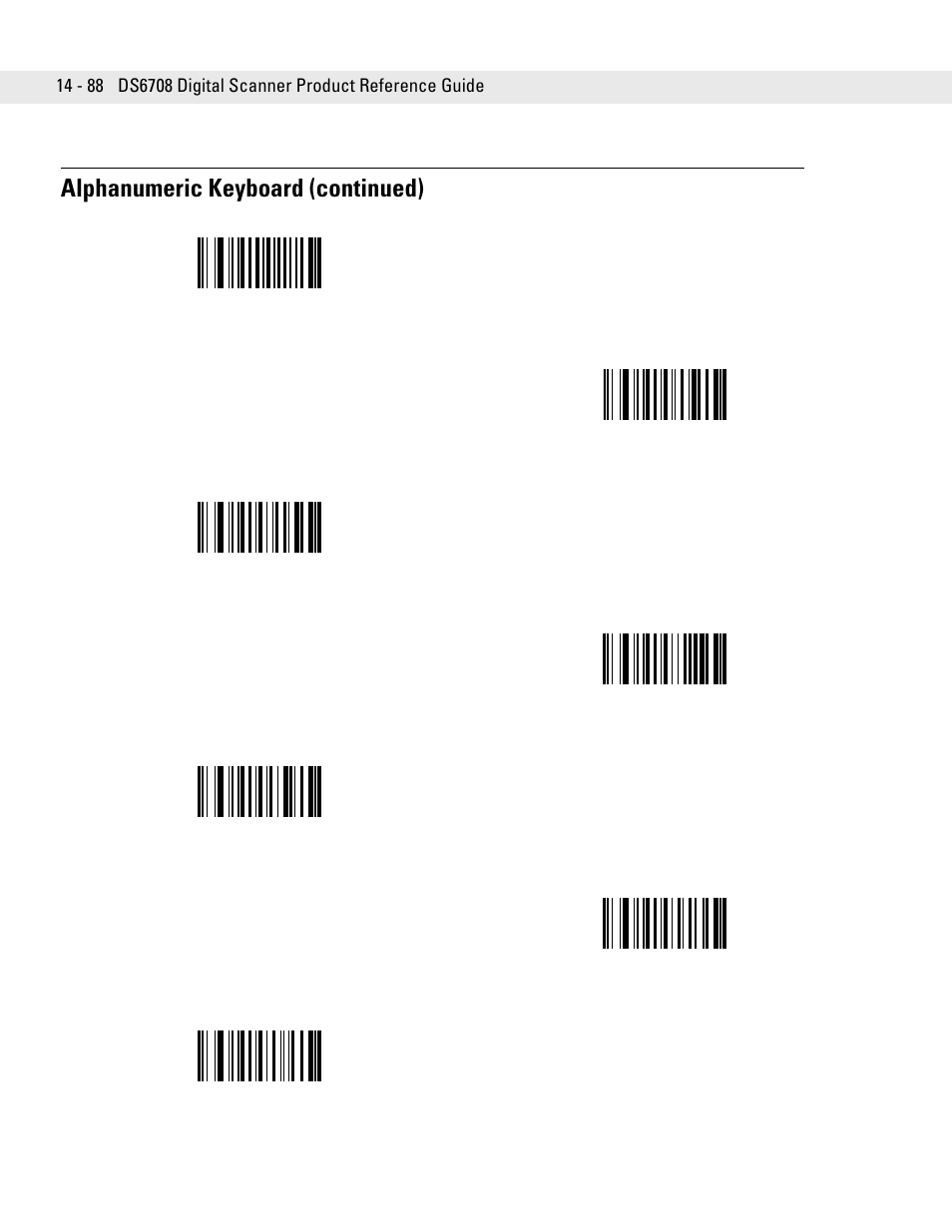 Alphanumeric keyboard (continued) | Symbol Technologies DS6708 User Manual | Page 312 / 382