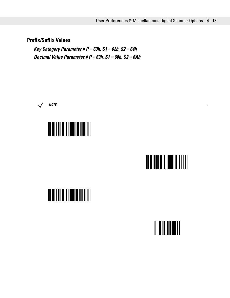 Prefix/suffix values, Prefix/suffix values -13 | Symbol Technologies DS6708 User Manual | Page 55 / 382