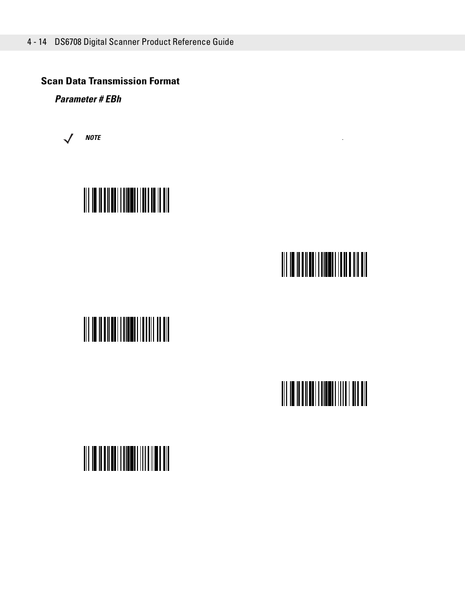 Scan data transmission format, Scan data transmission format -14, Scan data transmission format parameter # ebh | Symbol Technologies DS6708 User Manual | Page 56 / 382