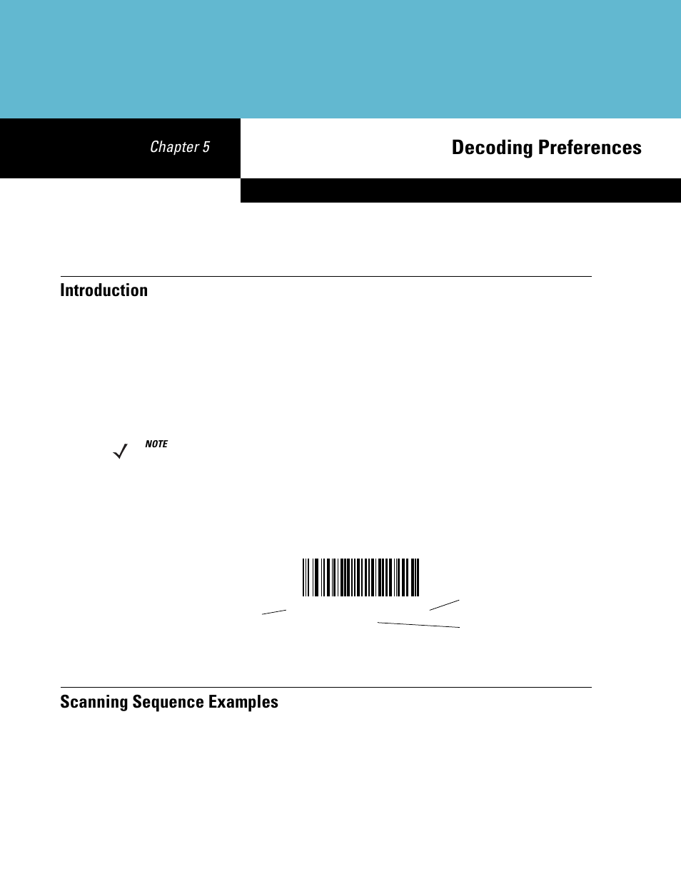 Decoding preferences, Introduction, Scanning sequence examples | Chapter 5: decoding preferences, Introduction -1 scanning sequence examples -1, Chapter 5 | Symbol Technologies DS6708 User Manual | Page 61 / 382