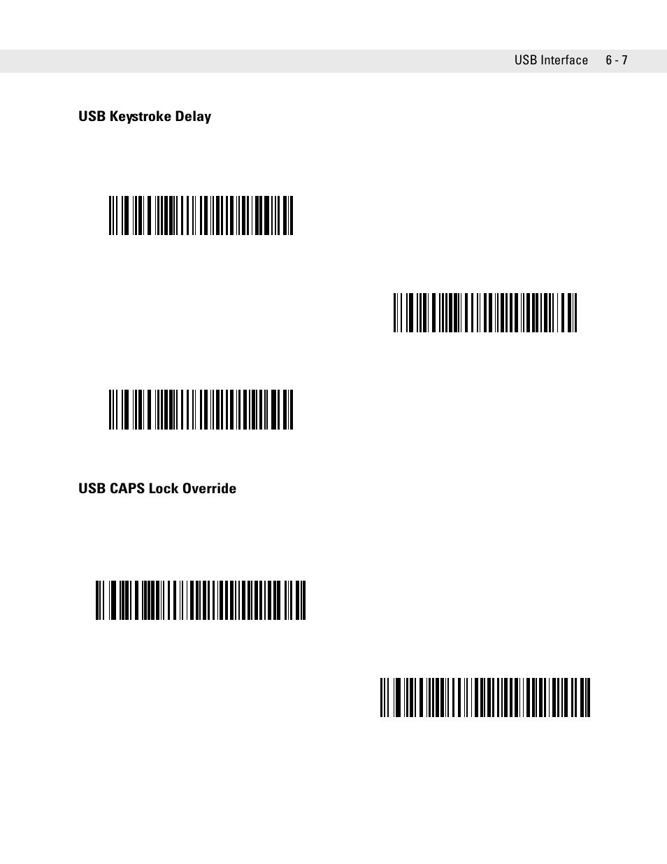 Usb keystroke delay, Usb caps lock override, Usb keystroke delay -7 usb caps lock override -7 | Symbol Technologies DS6708 User Manual | Page 73 / 382