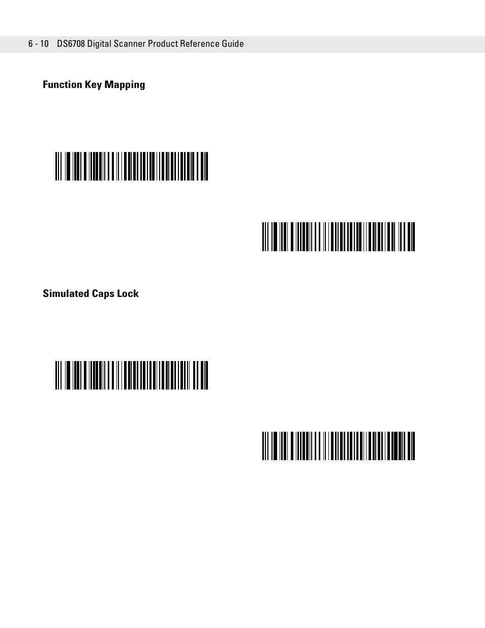 Function key mapping, Simulated caps lock, Function key mapping -10 simulated caps lock -10 | Symbol Technologies DS6708 User Manual | Page 76 / 382