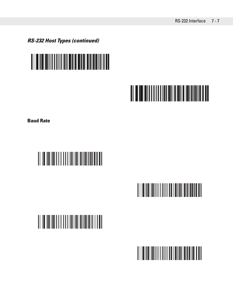 Baud rate, Baud rate -7, Rs-232 host types (continued) | Symbol Technologies DS6708 User Manual | Page 95 / 382