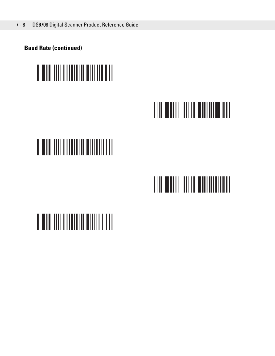 Baud rate (continued) | Symbol Technologies DS6708 User Manual | Page 96 / 382