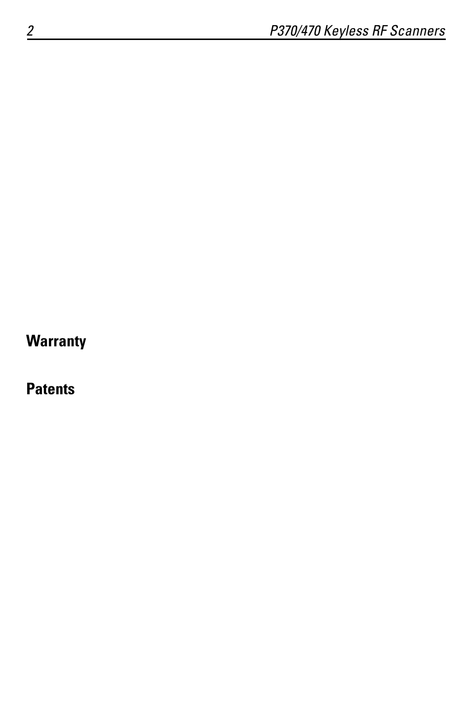 Warranty, Patents | Symbol Technologies P370 User Manual | Page 2 / 16