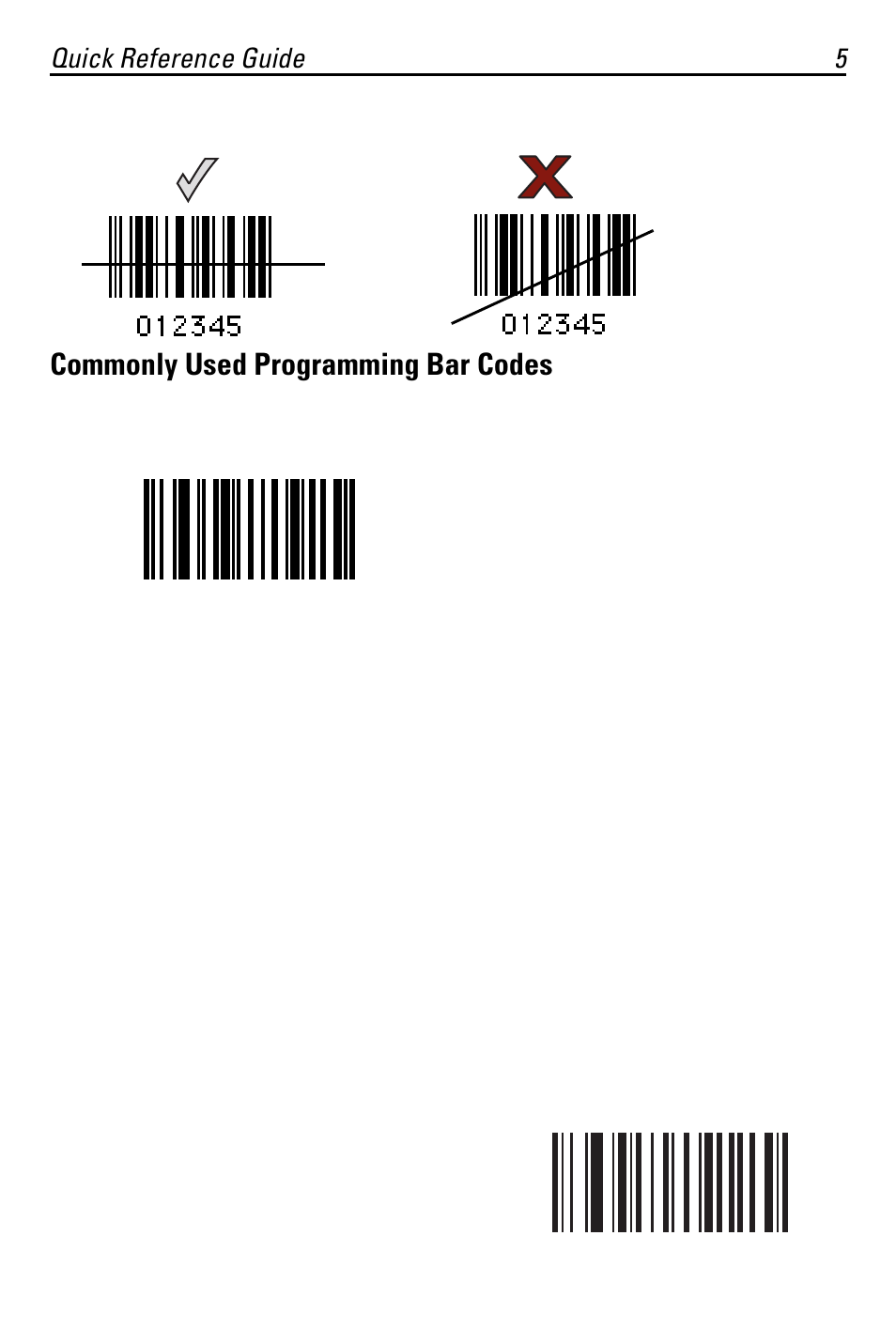 Commonly used programming bar codes, Quick reference guide 5 | Symbol Technologies P370 User Manual | Page 5 / 16