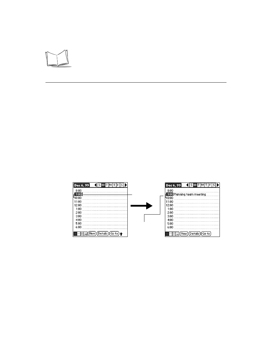 Using the date book, Scheduling an event, Using the date book -4 | Scheduling an event -4 | Symbol Technologies SPT 1700 User Manual | Page 138 / 394